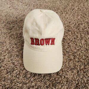 Vintage Brown University Dad Hat Strapback Cap Biege